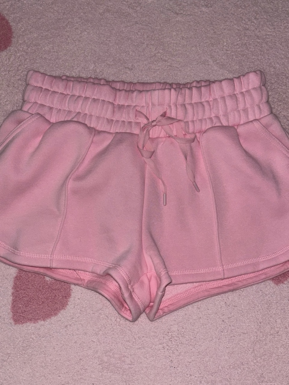 Women's Pink Elastic Drawstring Athletic Shorts
